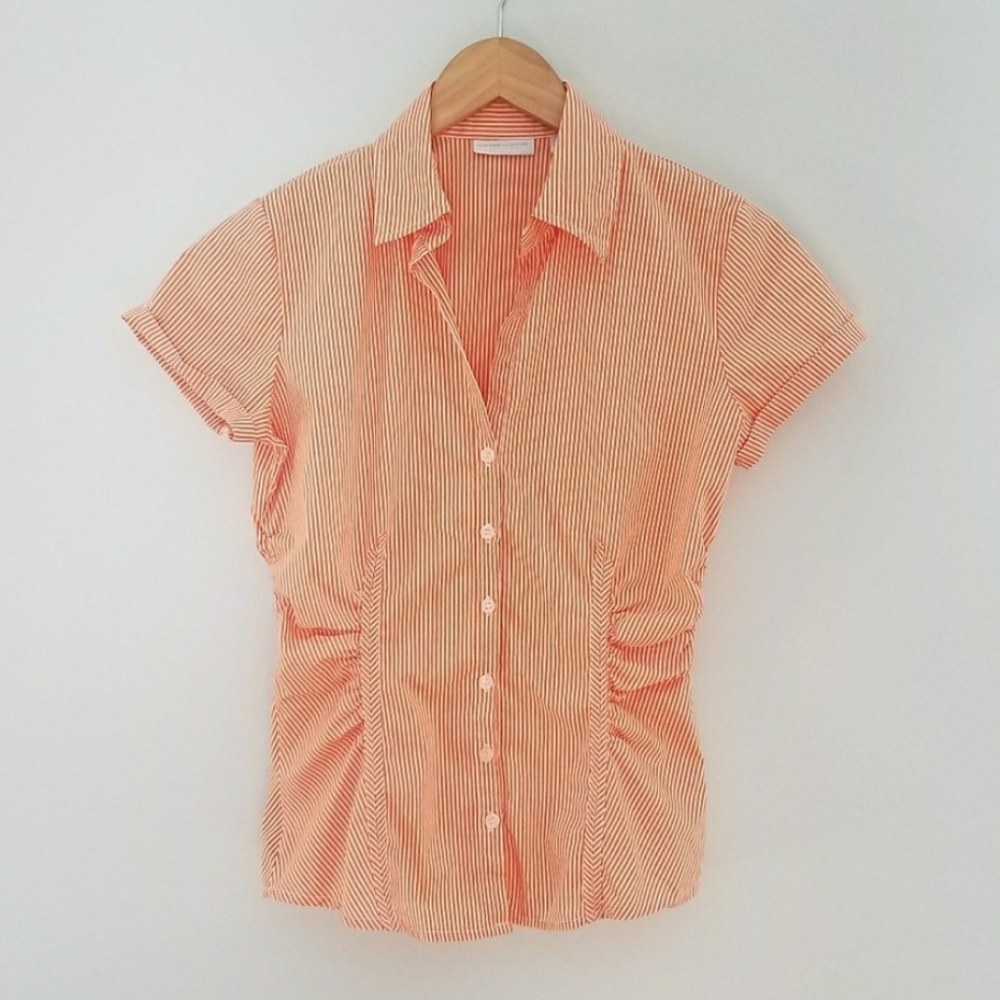 NY&Co orange white striped button down xsmall